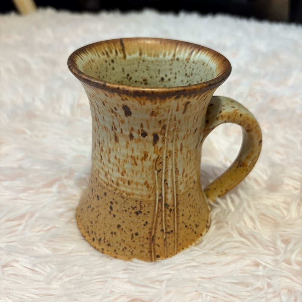 Studio Signed Rustic Speckled Ceramic Mug Pottery